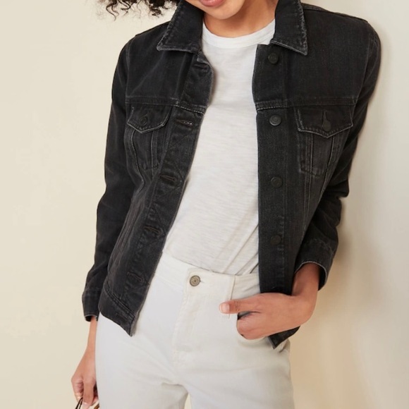 Distressed Black Jean Jacket for Women - Picture 3 of 13